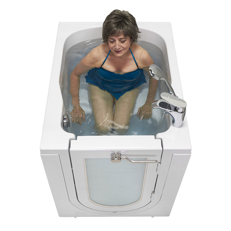 Ella Front Entry 32"x40" Acrylic Soaking Walk-In-Bathtub, Right Outward Swing Door, 2 Piece Fast Fill Faucet, 2" Drain