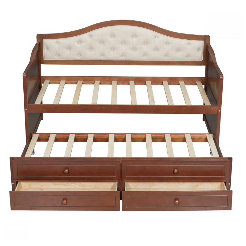 Lit de jour simple avec couchette, Noyer