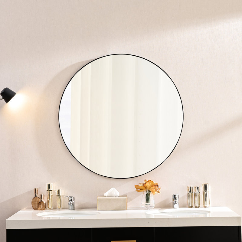 Miroir mural rectangulaire de 36 pouces de style américain, verre flotté, cadre rouille, coffre ultra étroit