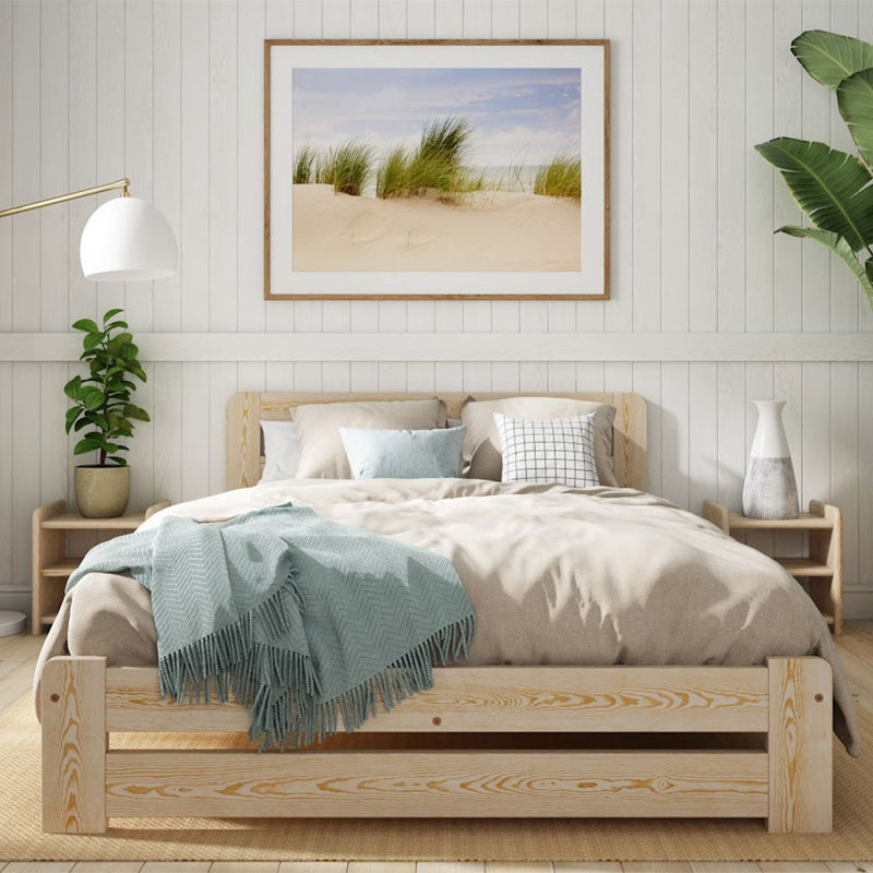 Nodax Wooden Bed Frame Aurora (F1) - Solid Pine Wood, Easy Assembly, Sturdy Slats & Extra Support Legs Bed Frame Furniture