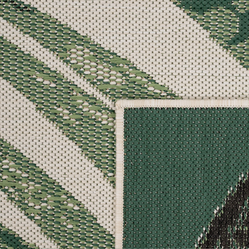 Vern Machine Woven Floral Indoor Outdoor Area Rug, Rectangle 2' x 3'3", Ivory/Green