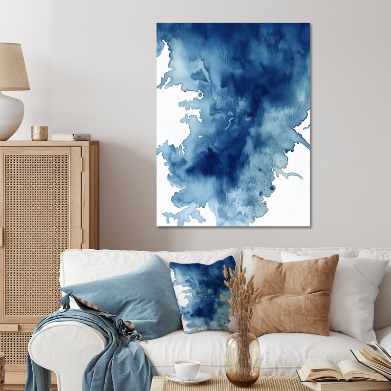 Décoration murale abstraite bleu classique III - Fractales en métal, H 40 po x l 30 po x P 1 po
