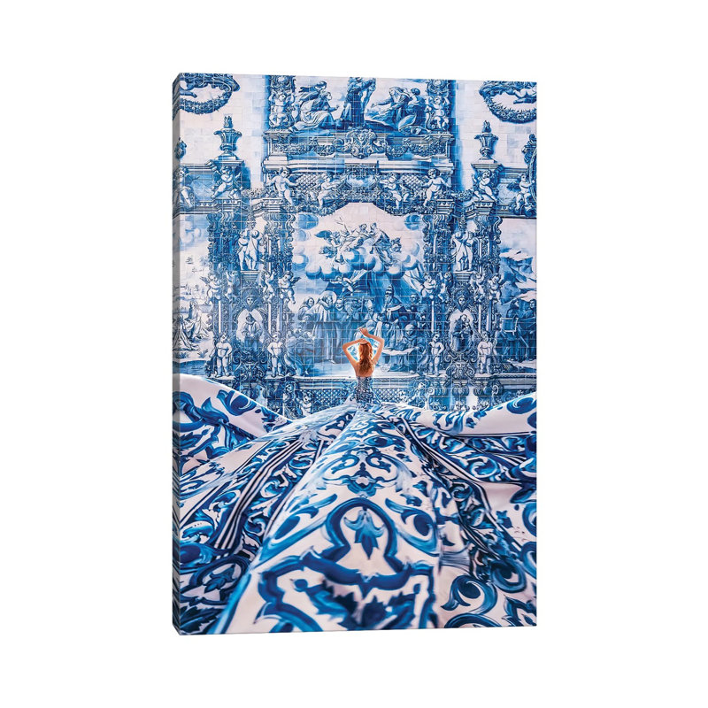 Azulejo Dream par Hobopeeba - reproduction imprimée, Pas de tapis, Toile tendue, H 12 po x l 8 po x P 0,75 po