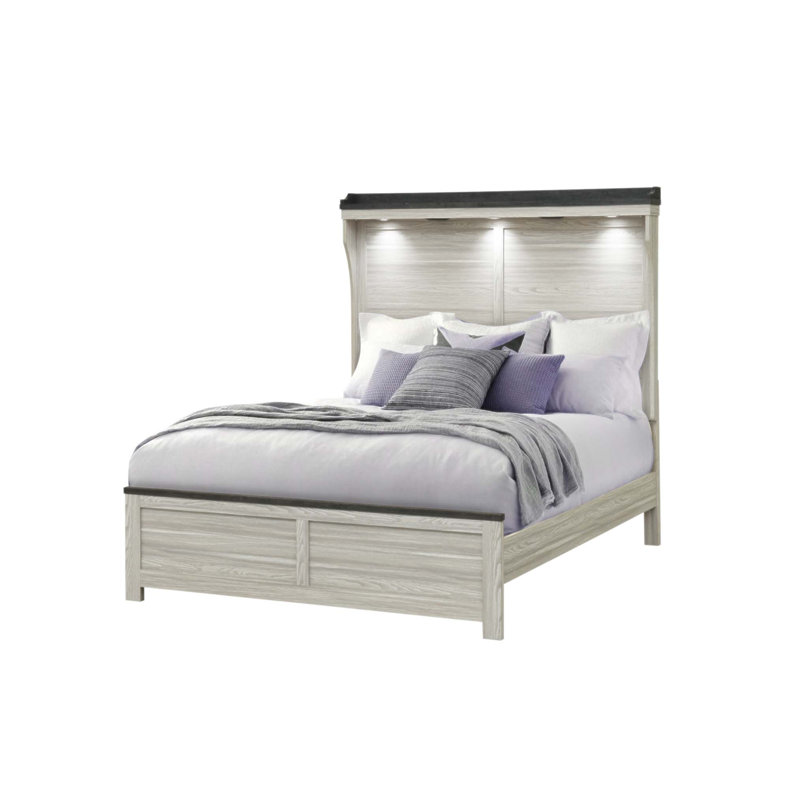 Lit à profil bas Augusta avec construction robuste et tête de lit à panneau pour chambres à coucher modernes