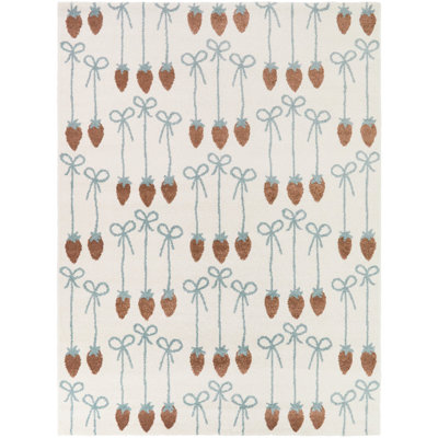 Fields Green Kids Strawberry Bows Area Rug