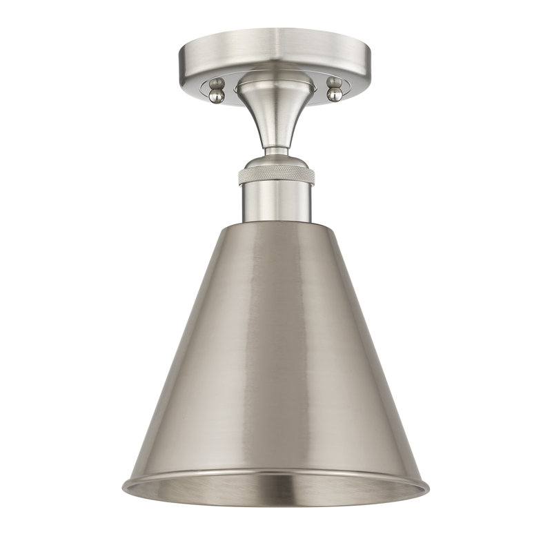 Plafonnier semi-encastré Jacquee, Nickel satiné brossé, Nickel satiné brossé, H 11,75 po x l 8 po x P 8 po