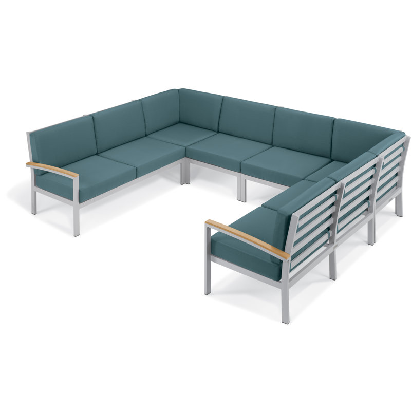 Travira Sectional with Cushions, Tekwood Natural, Gray