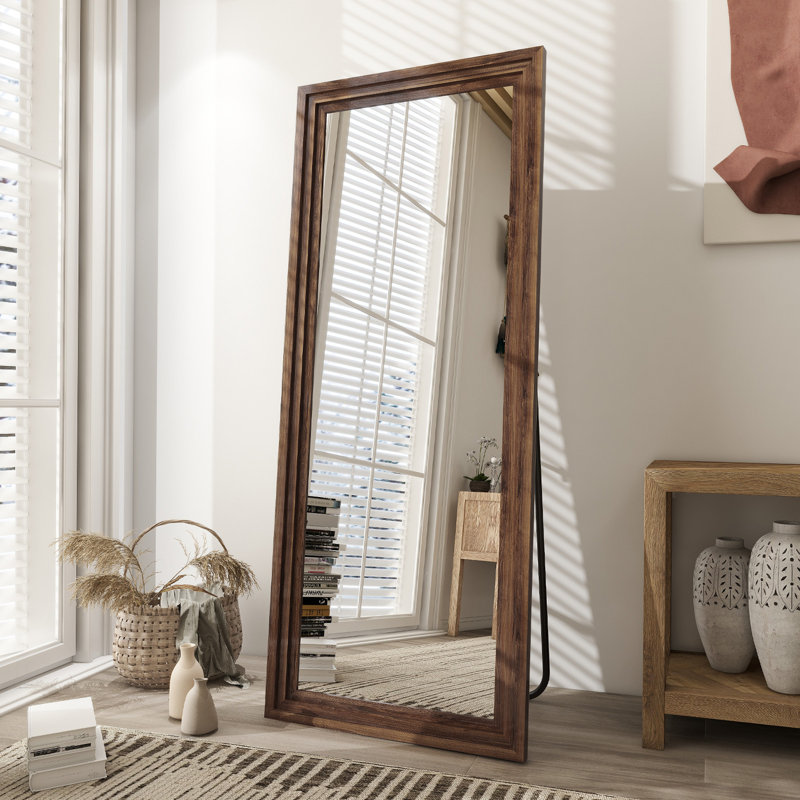Arandip Solid Wood Full Length Mirror, 64" x 21", Brown