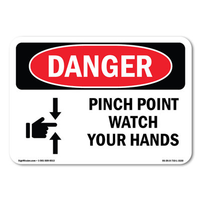 Pinch Point Watch Your Hands Decal 14" X 10"