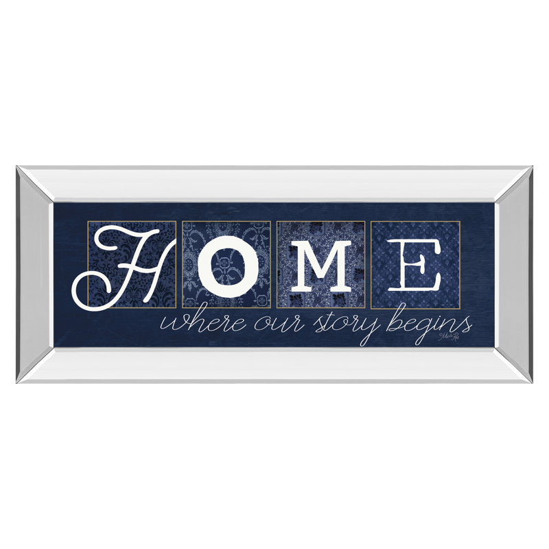 Art mural Home Story Begins - 18 po x 42 po - Cadre en miroir