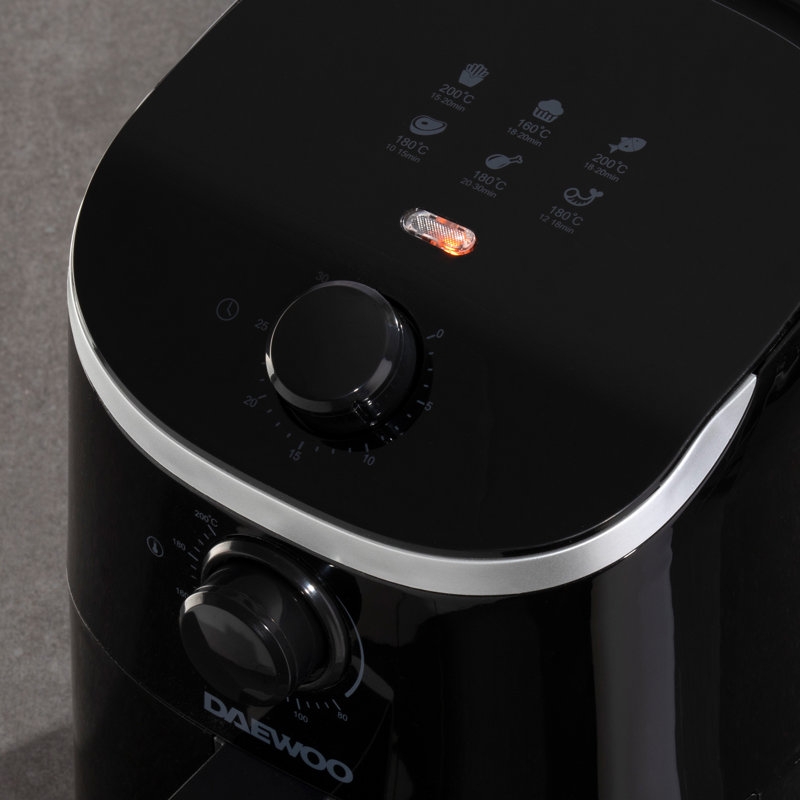 Daewoo Compact Air Fryer 2 Litre Mini Space Saving Energy Efficient Oil Free, 2L Single Pot Air Fryer - Blk