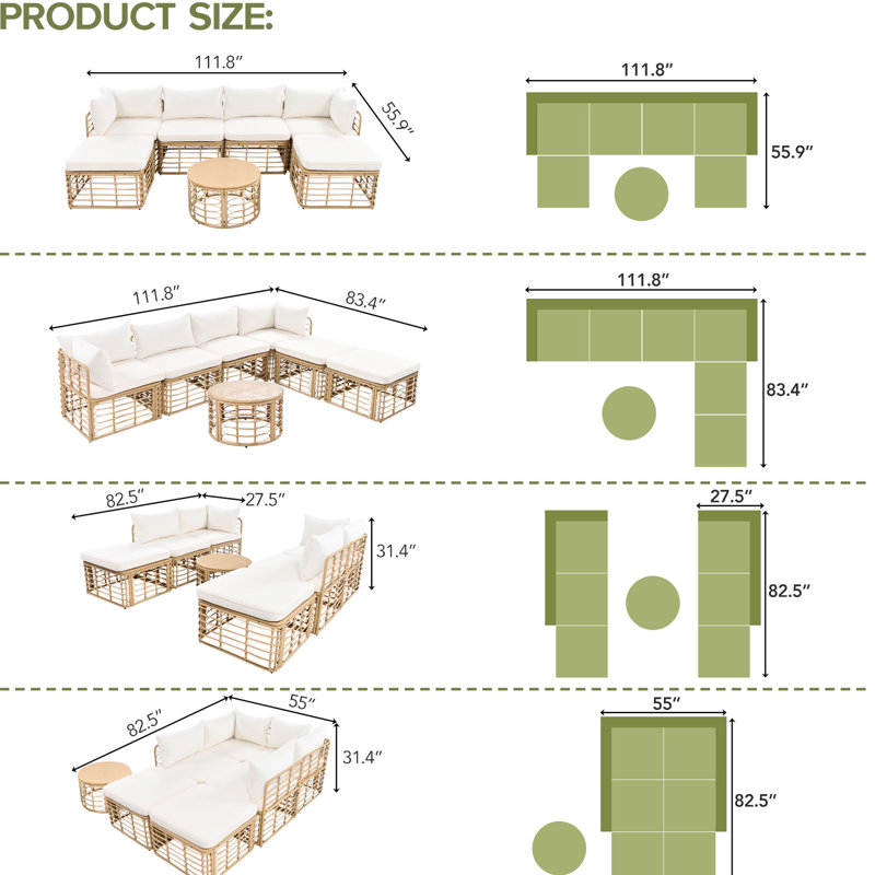 30.36 " W Patio Sectional Set