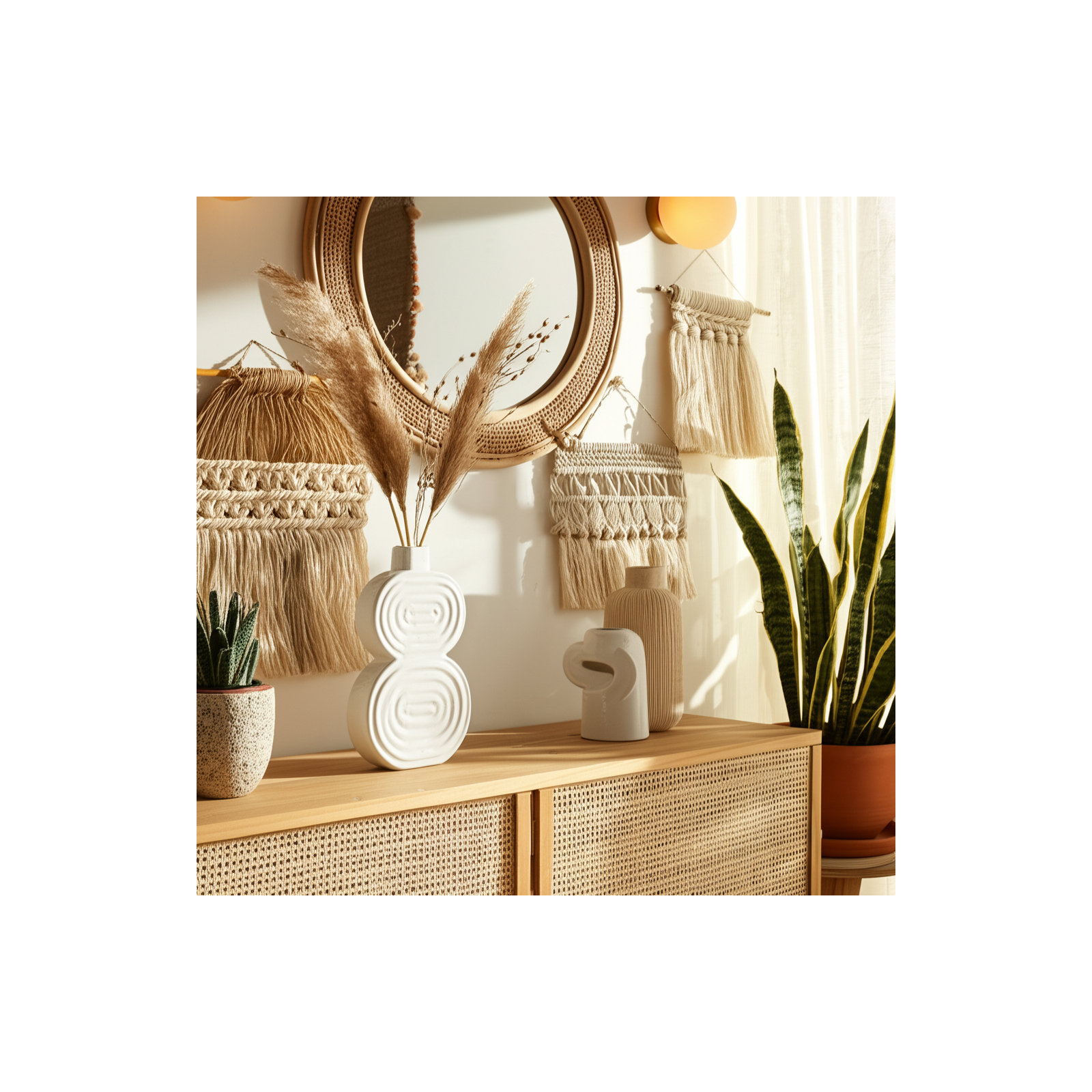 Sagebrook Home Alorie Artistic Accent Vase  Timeless Charm for Elegant Spaces, Circles White, 10" H x 6" W x 3" D
