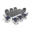 Ensemble de salle à manger 9 pièces en fonte d'aluminium toutes saisons, comprenant 8 chaises pivotantes et une table rectangulaire avec cadre noir-630206701
