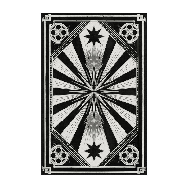 Machine Washable Orfelinda Red Carpet Event Posh & Luxe Starburst Rug in Brown – Black Binding, 2x4