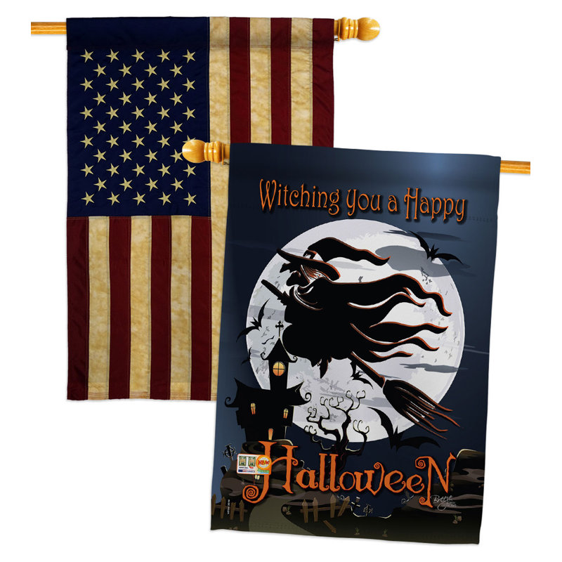 Drapeau de maison en polyester 40 po x 28 po Happy Witching You