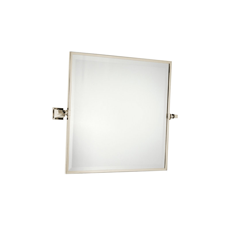 Time Rectangle Metal Beveled Wall Mirror, Polished Nickel