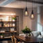 30cm Black Battery Operated LED Pendant Light with Metal Mesh Shade