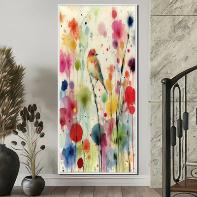 Watercolor Poppy Gardens - Poppy Large Wall Art, Red Floral Framed Canvas Art Print