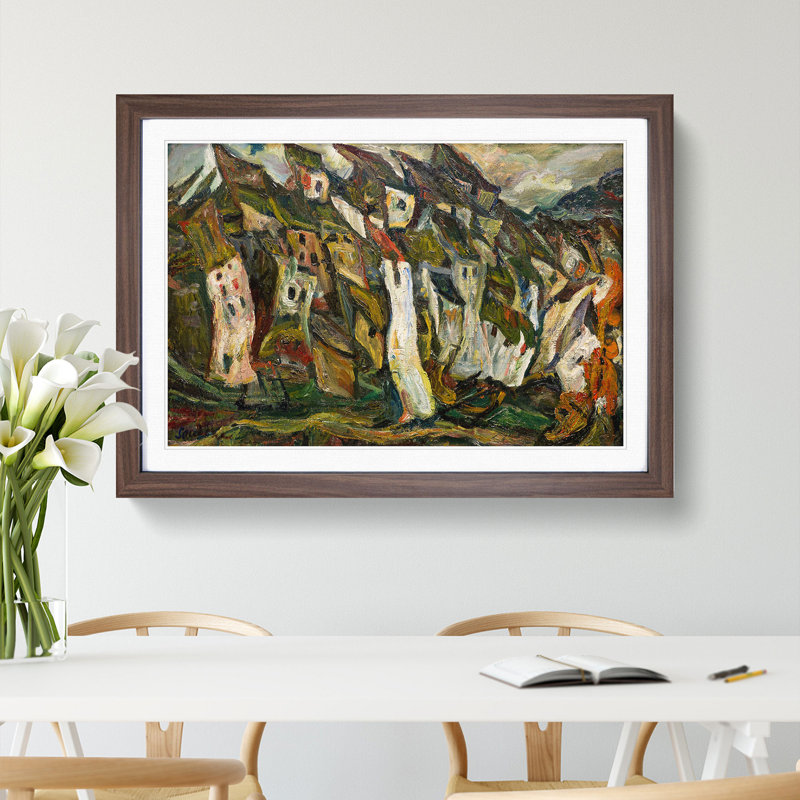 Houses by Chaim Soutine - Picture Frame Painting, Walnut Framed, 27cm H x 36cm W x 2cm D