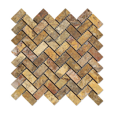 Carreau de mosaïque à chevrons Scabos Travertine
