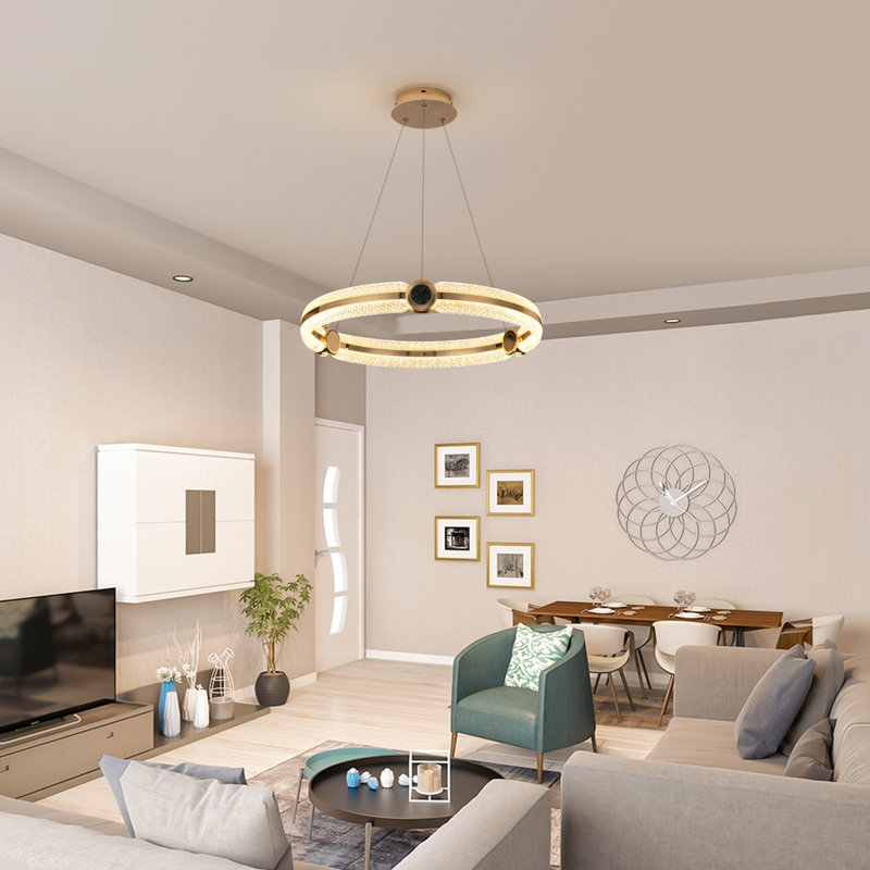 1 - Light Gold LED Wagon Wheel Pendant