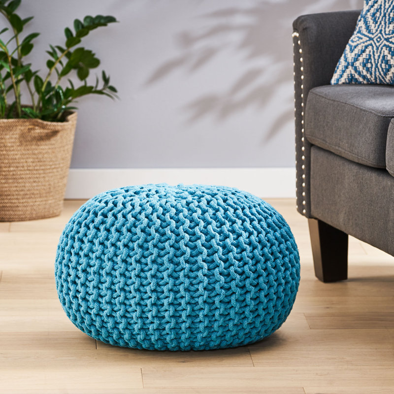 Repose-pieds rond de 20 po Durston, 100 % coton turquoise