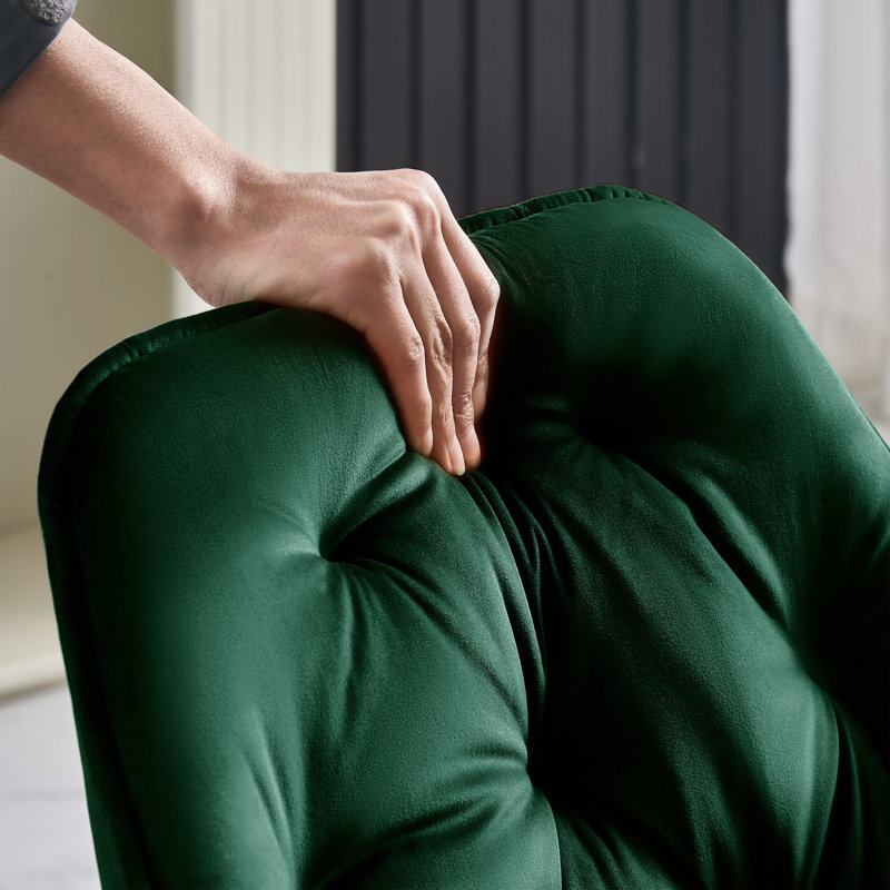 Nolen Upholstered Velvet Dining Chair with Arm, Green