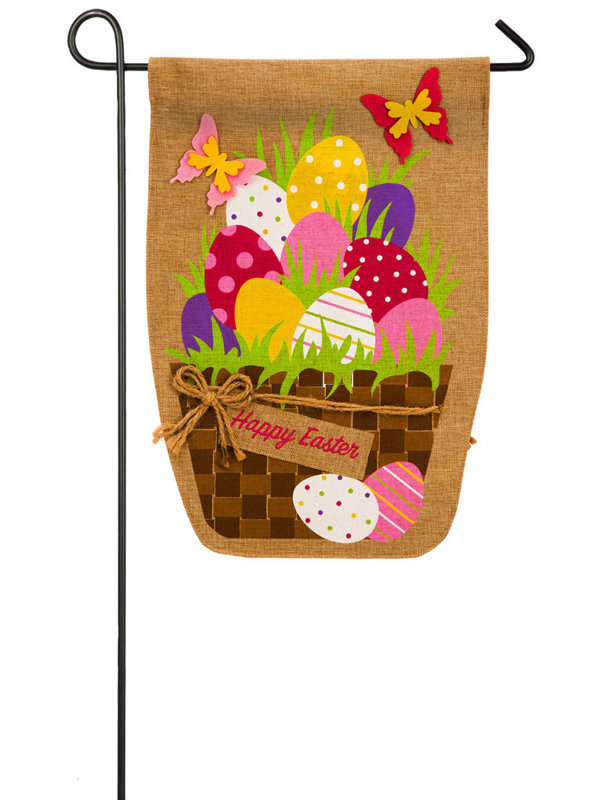 Panier à oeuf de pâques à 2 côtés 18 x 13 po drapeau de jardin