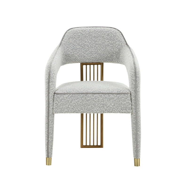 Chaise d'appoint rembourrée en lin, gris, Gris / Or