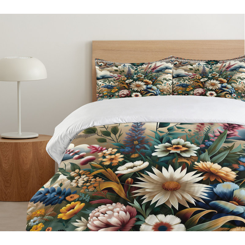 Floral Eucalyptus Duvet Cover, King Duvet Cover + 2 Standard Shams