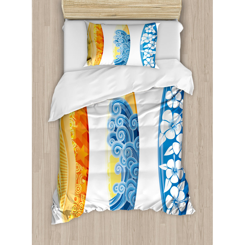 Coastal Polyester Floral Duvet Cover, Twin Duvet Cover + 1 Sham