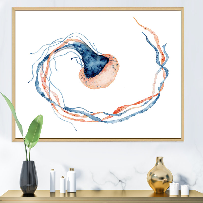 «Medusa peint sur blanc I», reproduction sur toile, H 16 po x l 32 po x P 1 po, Cadre flottant en érable