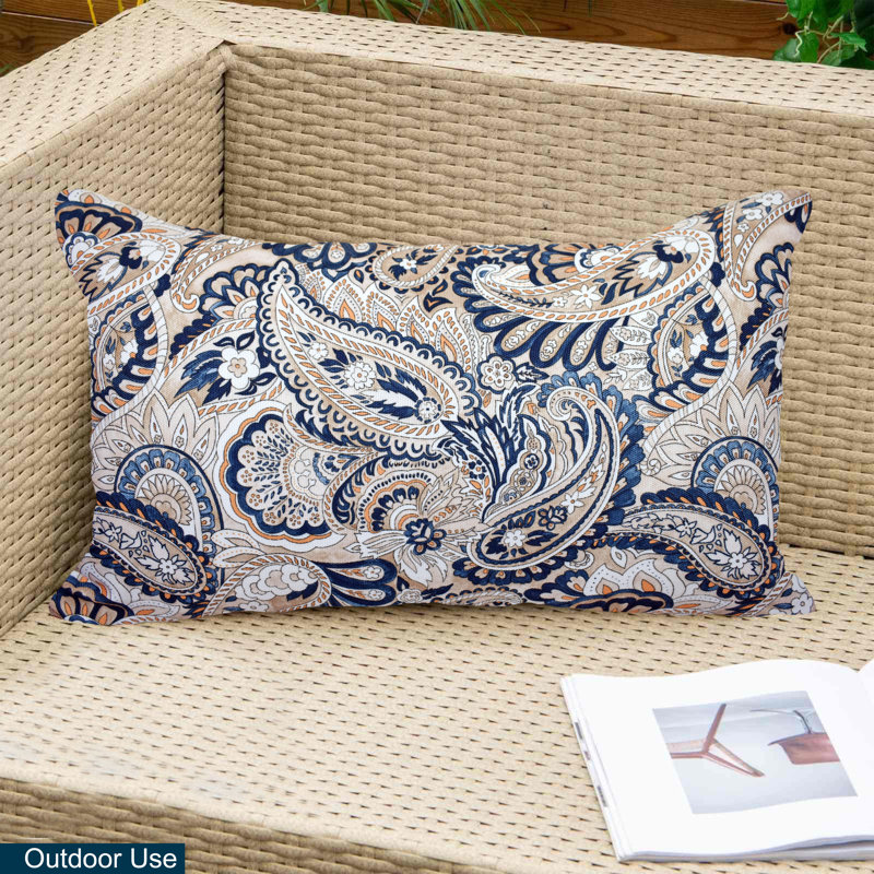 Polyester Lumbar Rectangular Indoor/Outdoor Pillow Cover & Insert