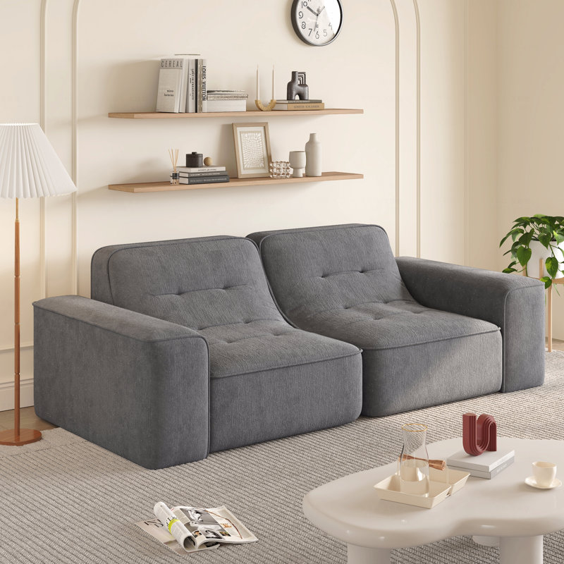 Canapé 3 places modulaire 83,6 po avec capitonnage modulaire, canapé en chenille étincelant moderne, canapé à assise profonde