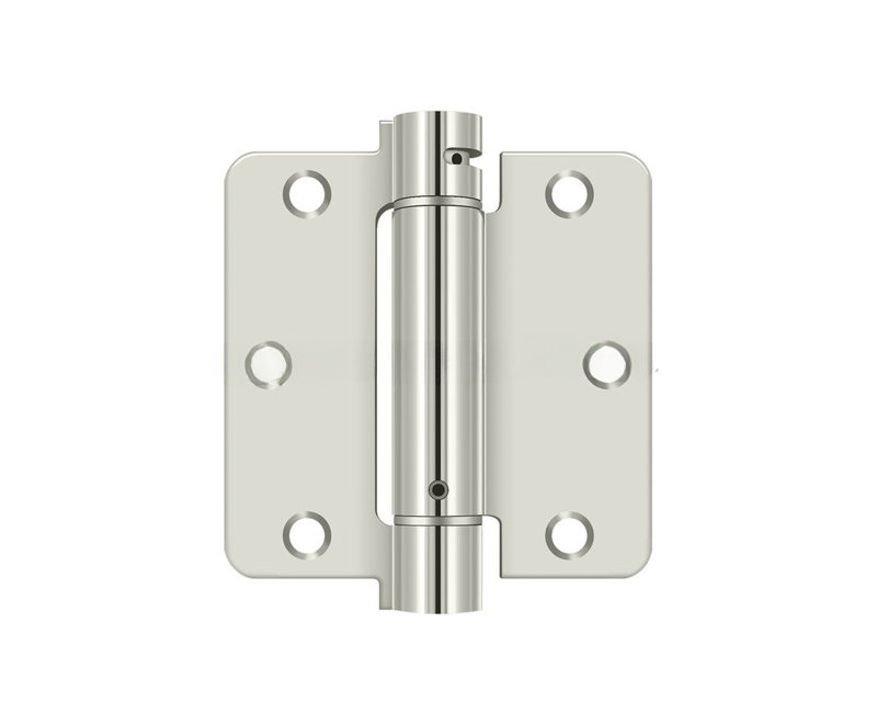 Charnière à ressort en nickel poli 3-1 / 2 po x 3-1 / 2 po x 1/4 po Deltana DSH35R414, Nickel poli