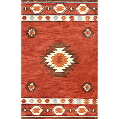 Tapis en laine touffeté et fabriqué à la main de style sud-ouest Saphirra