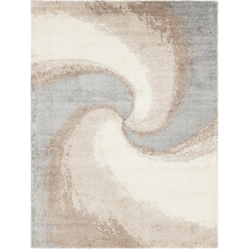 Abstract Indoor Rug, Rectangle 9'10" x 13', Gray/Beige