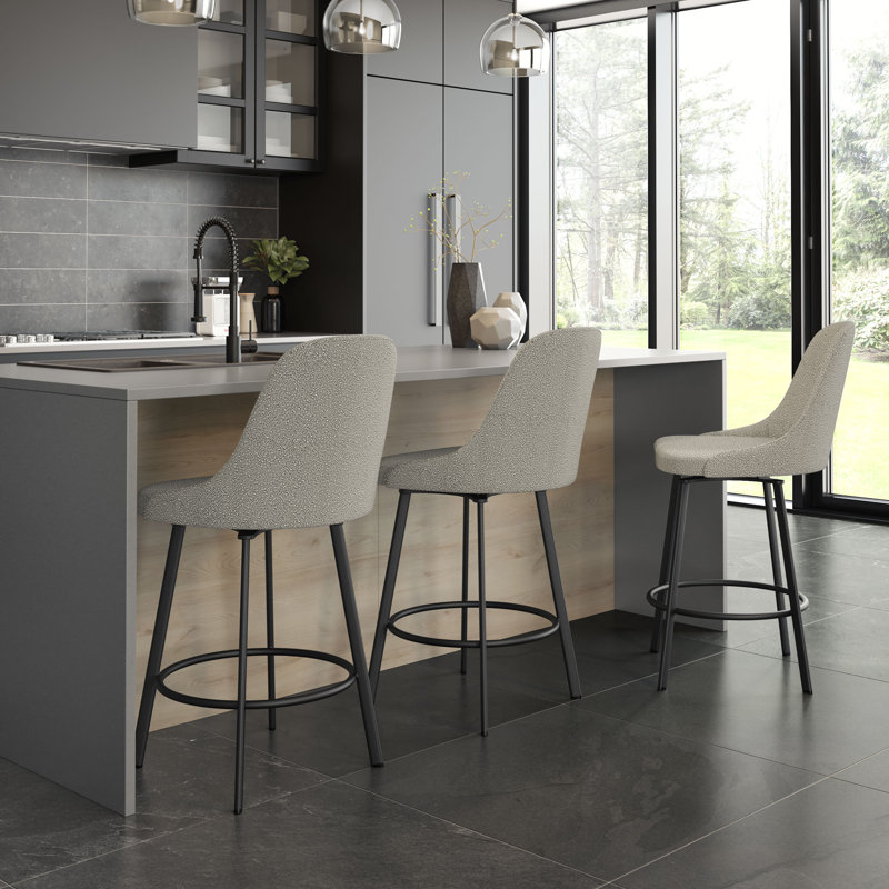 Tabouret de bar et de comptoir Isumi, Tabouret de comptoir (siège d'une hauteur de 26,5, Noir, Beige clair