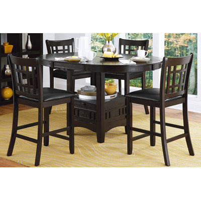Counter Height Dining Set 5Pc Table W Extension Leaf And 4 Counter Height Chairs