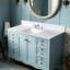 Meuble-lavabo à quartz 43 po avec lavabo central encastrable 43 po, 4 dosserets hauts, 3 trous de robinet pré-percés, teinture, plateau blanc de style moderne américain pour salle de bain, luxe simple chauffant