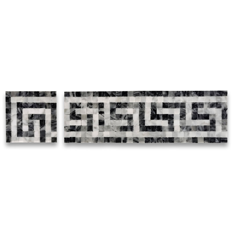 3.5 in. x 3.5 in. Polished Marble Tile, White/Brown/Gray