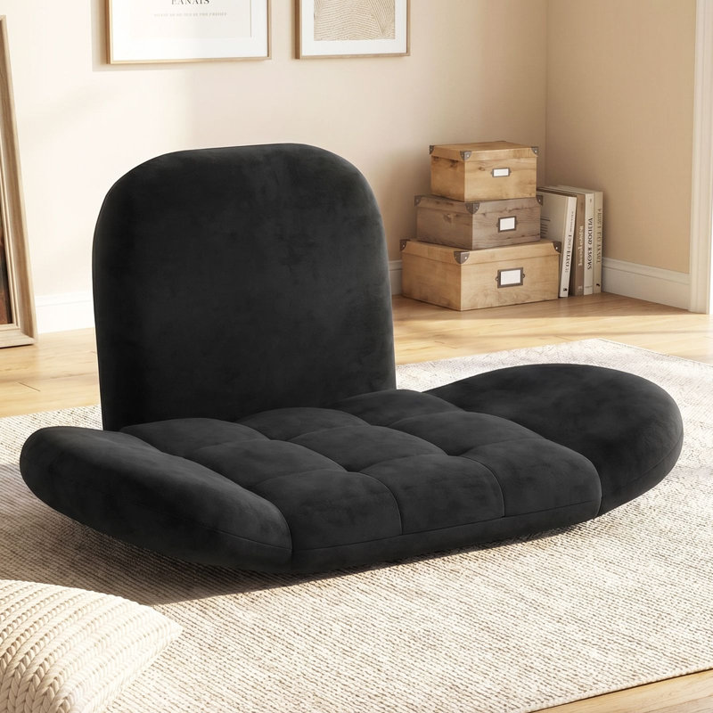 Upholstered Suede Armchair, Black