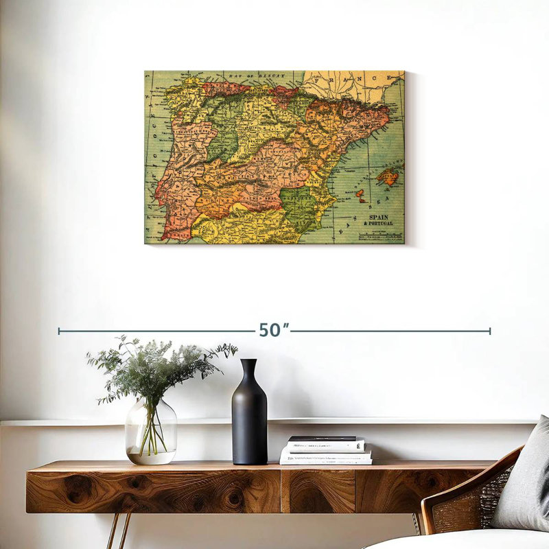 Carte d'Alazia, Espagne et Portugal, H 20 po x l 30 po