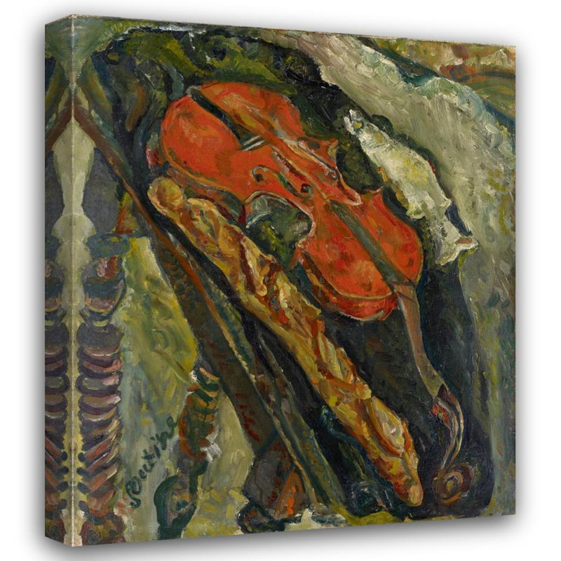 «Still Life with Violin, Bread and Fish» par Chaïm Soutine - Art mural sur toile tendue avec châssis, H 24 po x l 17 po