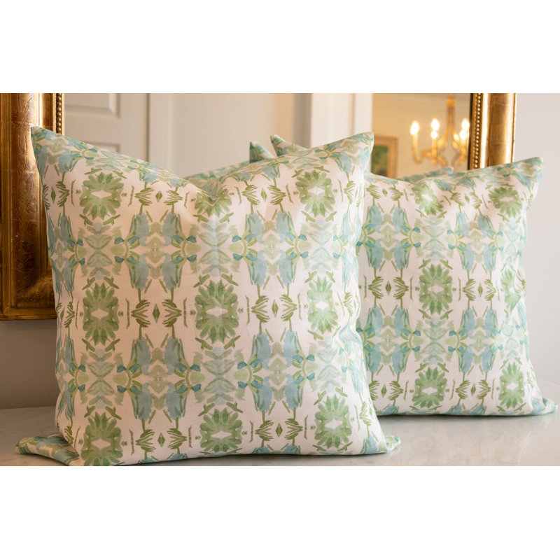 Wildflowers I Small Repeat Luxury Throw Pillow, Blue/Sage Green Floral, 22"H x 22"W
