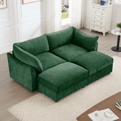 Canapé avec repose-pieds, canapé-lit de cinéma maison à siège large et profond pour le salon, canapé modulaire modulaire avec tiroir coulissant de rangement sous chaque siège, chenille