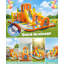 Parc aquatique gonflable de 15,7 pi avec centre d'activités 10-en-1, glissades doubles, mur d'escalade et souffleur certifié UL pour les enfants de 3 à 12 ans