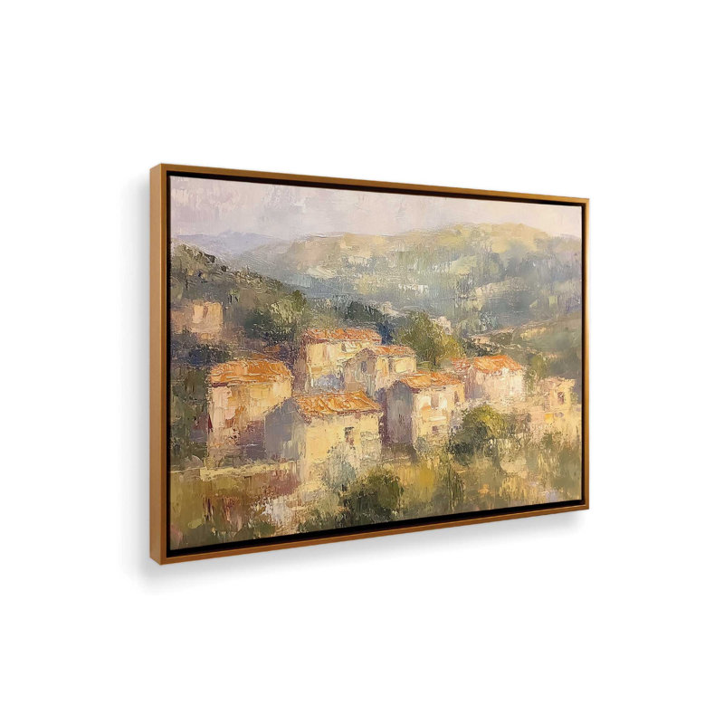 Reproduction d'art campagne italienne par Heidi Kuntz, L 24 po x H 18 po, Doré, Toile avec cadre