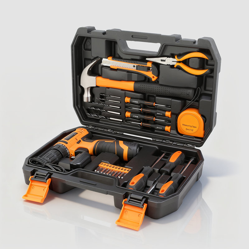 27Pcs 12V 1300Mah Cordless Drill Set, Household Tool Kit Rechargeable Cordless Power Tools With Bits, Orange
